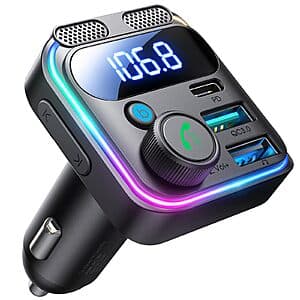 JOYROOM Bluetooth 5.4 FM Transmitter + 45W PD & 36W QC 3.0 USB C Car Charger $10
