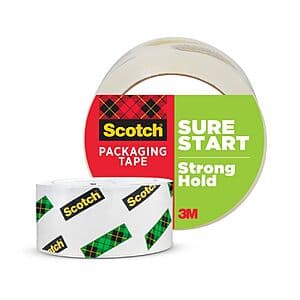 Scotch Sure Start Packaging Tape (Clear, 1.88" x 54.6 yd) $3.80