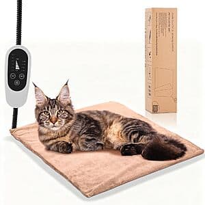 17.7" x 15.7" Annchwool Cat / Dog Heating Pad w/ Adjustable Temp & Timer $10