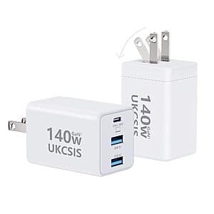 2-Pack UKCSIS up to 140W 3-Port GaN Foldable Wall Charger (USB-C, 2x USB-A) $19 + Free Shipping