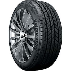 Bridgestone Turanza QuietTrack all-season passenger tire in 235/50R18 size with black sidewall and tread pattern visible.