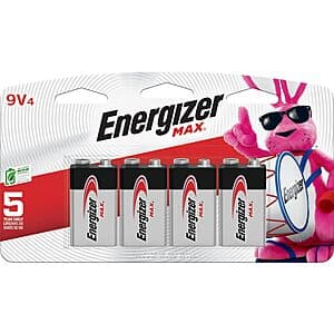 Select Accounts: 4-Pk Energizer MAX 9V Alkaline Batteries $5.50 w/ S&S