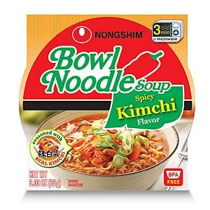 3.03-Oz Nongshim Instant Ramen Noodle Soup Bowl (Spicy Kimchi) $1