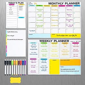 4-Pk M&G 16.5" x 12" Magnetic Dry Erase Whiteboard Calendar Set for Fridge $7.50