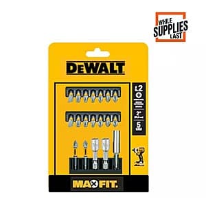 19-Pc DeWALT Maxfit 1" Carbon Steel Driving Bit Set w/ Bit Holder $4.05 + Free S&H