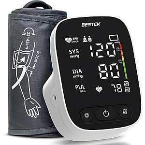 BESTEK Blood Pressure Monitor Automatic Arm BP Cuff (9"-17" Adjustable) $15