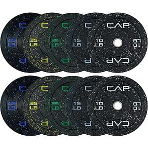 260-lb CAP Olympic Bumper Plate Weight Set w/ Steel Hub (Speckled Black) $198.10 + Free Shipping