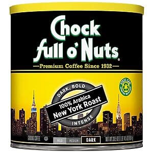 30.5-Oz Chock Full o' Nuts New York Roast Ground Coffee (Dark Roast) $10.70 w/ Subscribe & Save