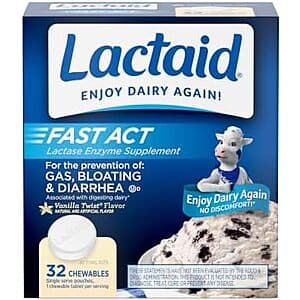 32-Ct Lactaid Fast Act Lactose Intolerance Relief Chewables (Vanilla Twist) $2.80 w/ S&S
