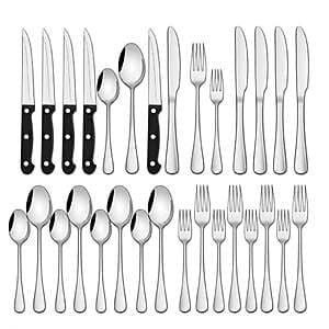 24-pc NULAS Mirror Polish Stainless Steel Flatware Set $14