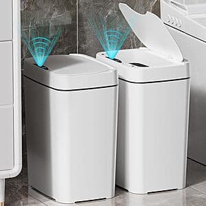 2-Pk 2.7-Gal Vanpopubs Bathroom Touchless Motion Sensor Trash Can (White or Black) $25 + Free S&H