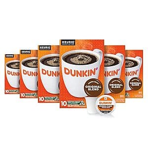 Select Accts: 60-Ct Dunkin' Original Blend Coffee Keurig K-Cup Pods (Medium Roast) $14.30 w/ S&S