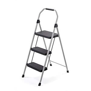 Gorilla Ladders 3-step compact steel step stool with nonslip steps and feet, featuring lightweight construction and space-saving design.