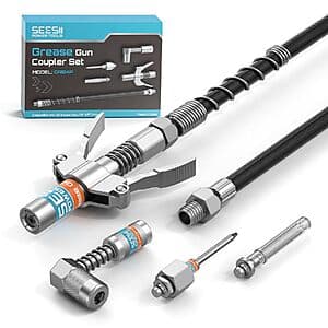 Seesii Grease Gun Accessory Kit Pro w/ 12k PSI Quick-Release Coupler & More $12.75