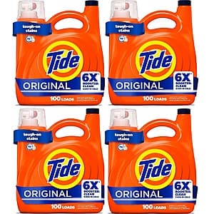 125-Oz Tide Liquid Laundry Detergent (Original) 4 for $38.45 (after $15 Rebate) + Free S&H
