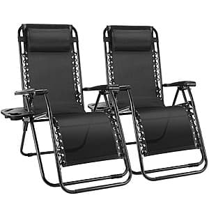 2-Pack Zero Gravity Chair Lounger (Black or Blue) $54 + Free Shipping