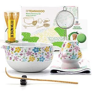 7-Piece TEANAGOO Matcha Tea Whisk Set (White&Flower) $10