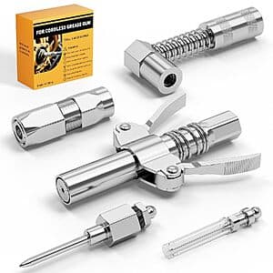 5-Pc Ecarke 12000 PSI Grease Gun Coupler Kit w/ Quick-Release & 90° Adapter $12