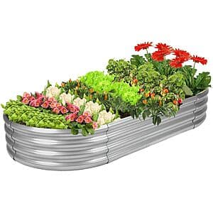 Rakukiri Galvanized Raised Garden/Planter Metal Bed (Silver, 60"x29"x11") $17