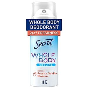 Walgreens: 1oz Secret Whole Body Aluminum Free Cooling Deodorant Spray 2 for Free + $10 Minimum Order for Pickup