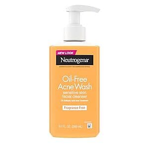 9.1-Oz Neutrogena Oil-Free Acne Fragrance Free Face Wash w/ 2% Salicylic Acid $3.60 w/ Subscribe & Save