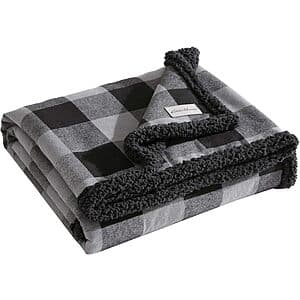 50" x 60" Eddie Bauer Soft Reversible Sherpa & Brushed Fleece Throw Blanket $15