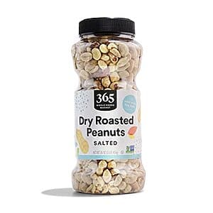 16-Oz 365 by Whole Foods Market Dry Roasted & Salted Peanuts $2.55 w/ S&S