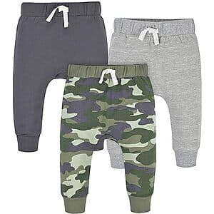 3-Pack Gerber Baby Boys' Toddler Jogger Pants: Navy/Gray $8.05, Camo $7.70