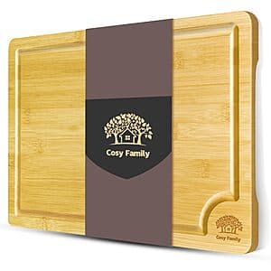Cosy Family Bamboo Cutting Board w/ Juice Grooves (18" x 12") $9