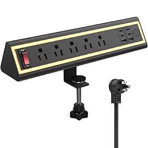 NYYTGE 40W Desk Clamp Power Strip w/ Nightlight (5-outlets & 6-USB ports) $18
