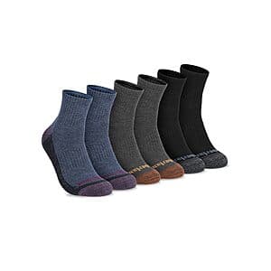 3-Pair Timberland Men's Comfort Quarter Arch Support Padded Cushion Socks $9.60