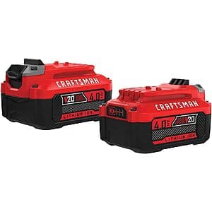 2-Pk CRAFTSMAN V20 4Ah Lithium Ion Batteries + 10% Back w/ Prime Card $69 + Free S&H