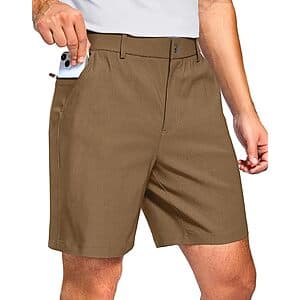 Pudolla Men's 7"/9" Stretch Breathable Golf Shorts w/ 3 Pockets (Various) $10