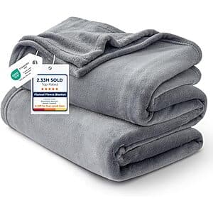 90" x 90" Bedsure GentleSoft Fleece Blanket (Queen, Grey) $12