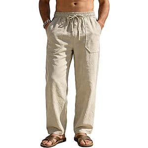 RQP Men's Cotton Linen Drawstring Pants (Various) $15