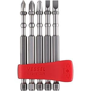 5-Piece VESSEL Impact Ball Torsion Bit with Mag Charge Holder Set $11