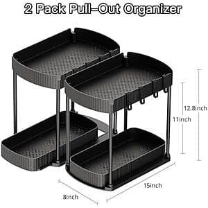 2-Pack 12.8" Ukeeptap Multi-Purpose Pull-Out Under Sink Storage Organizers $17