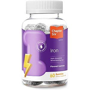 60-Ct Zahler Chapter Six 10mg Iron Gummies Dietary Supplement (Grape) $3