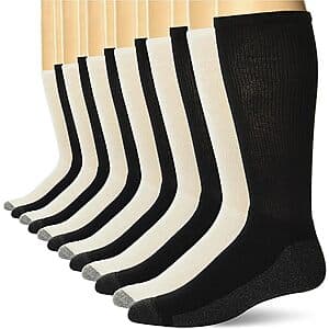 12-Pairs Hanes Men's Max Cushioned Moisture-wicking Crew Socks w/ Odor Control from $10.25