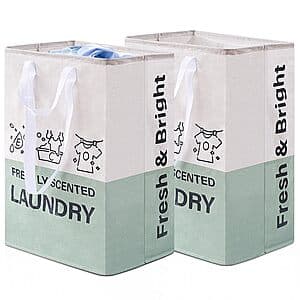 2-Pk 92L Elong Home Freestanding Collapsible Laundry Basket w/ Handles $10