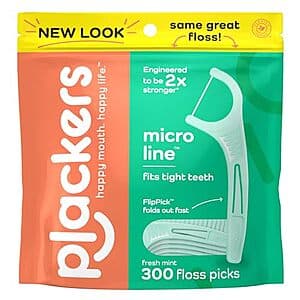 Select Accounts: 300-Ct Plackers Micro Line Dental Floss Picks (Fresh Mint) $5.50 w/ S&S