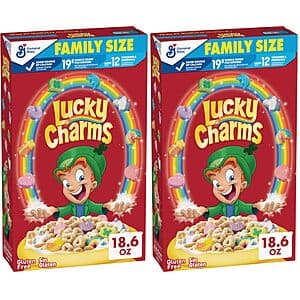 2-Pk 18.6-Oz Lucky Charms Breakfast Cereal w/ Marshmallows $3.90 w/ S&S