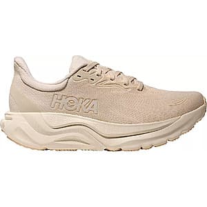 HOKA Women's Arahi 8 running sneakers in Birch and Alabaster colorway, showing the side profile of the shoe with its cushioned design.