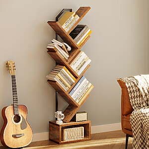 6-Tier Casacomoda Tree Bookshelf w/ Storage Cabinet $24.70