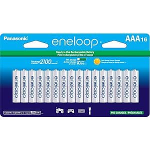 16-Ct Panasonic eneloop AAA 2100 Cycle Pre-Charged Rechargeable Batteries $30.30