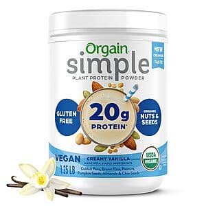 1.25-lb Orgain Organic Vegan 20g Protein Powder (Creamy Vanilla) $12.65 w/ Subscribe & Save