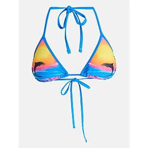 No Boundaries Women's Blue Dolphin Triangle Bikini Swim Top (Caribbean Blue) $2.45