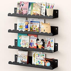 4-Pack 17" Gattlukd Wall Mounted Metal Shelves: White $9.70, Black $8.75 & More
