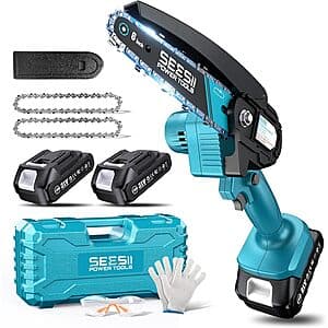6" Seesii Mini Cordless Electric Hand Chainsaw w/ 2x 21V Batteries $20 + Free Shipping