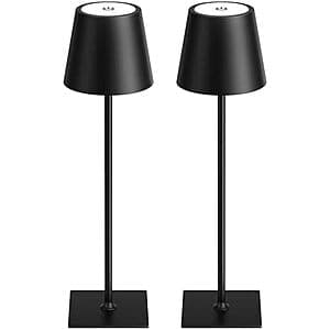 2-pk Kakanuo 5000mAh Rechargeable Dimmable Table Lamp (Black) $14.40